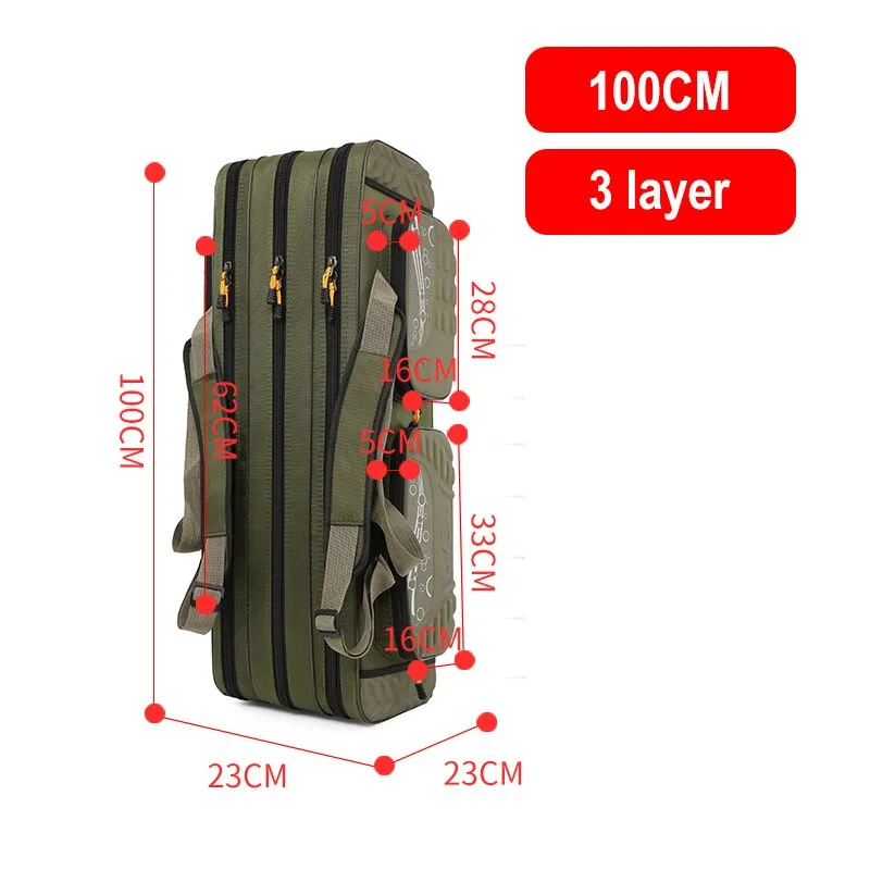 125cm/ 130cm 4 Layer Fishing Bag Oxford Cloth Folding Fishing Rod Reel Bag Fishing Tackle Storage Bags Travel Carry Case