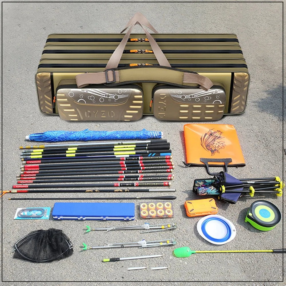 125cm/ 130cm 4 Layer Fishing Bag Oxford Cloth Folding Fishing Rod Reel Bag Fishing Tackle Storage Bags Travel Carry Case