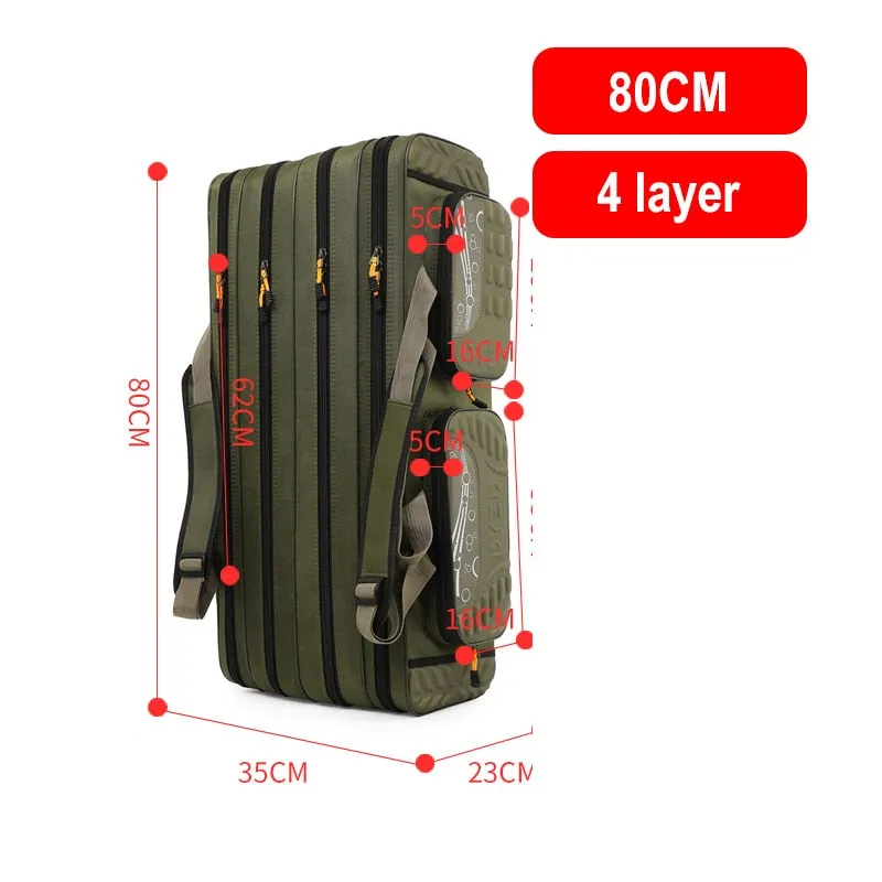 125cm/ 130cm 4 Layer Fishing Bag Oxford Cloth Folding Fishing Rod Reel Bag Fishing Tackle Storage Bags Travel Carry Case