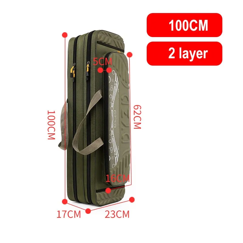 125cm/ 130cm 4 Layer Fishing Bag Oxford Cloth Folding Fishing Rod Reel Bag Fishing Tackle Storage Bags Travel Carry Case