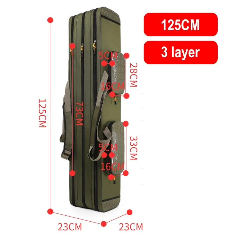 125cm/ 130cm 4 Layer Fishing Bag Oxford Cloth Folding Fishing Rod Reel Bag Fishing Tackle Storage Bags Travel Carry Case