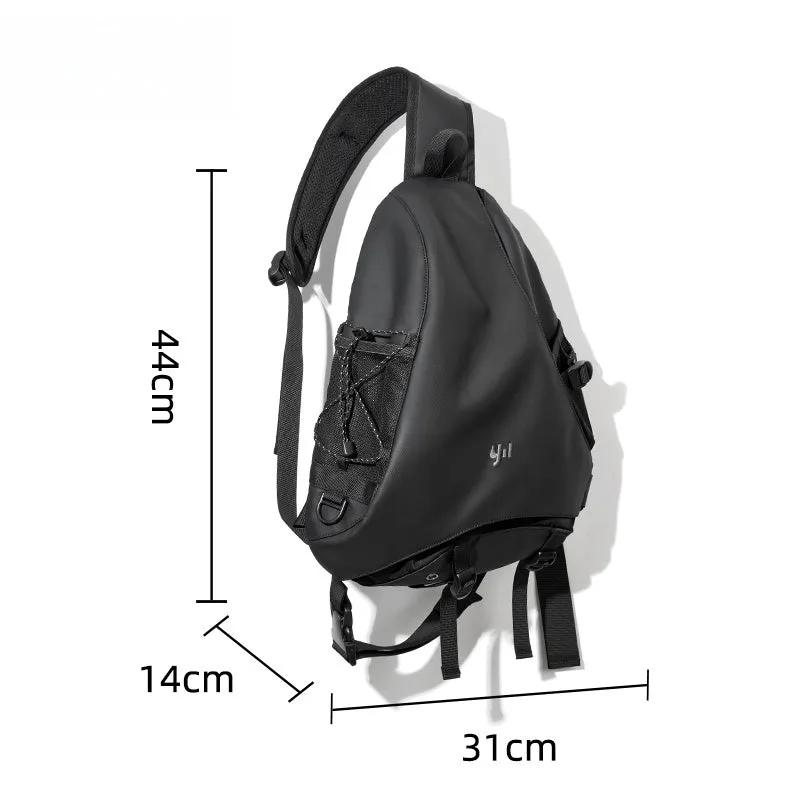 Black Large Sling Bag For Travel Cool Backpack Sling Waterproof Large Hiking Sling Bag For Big Men