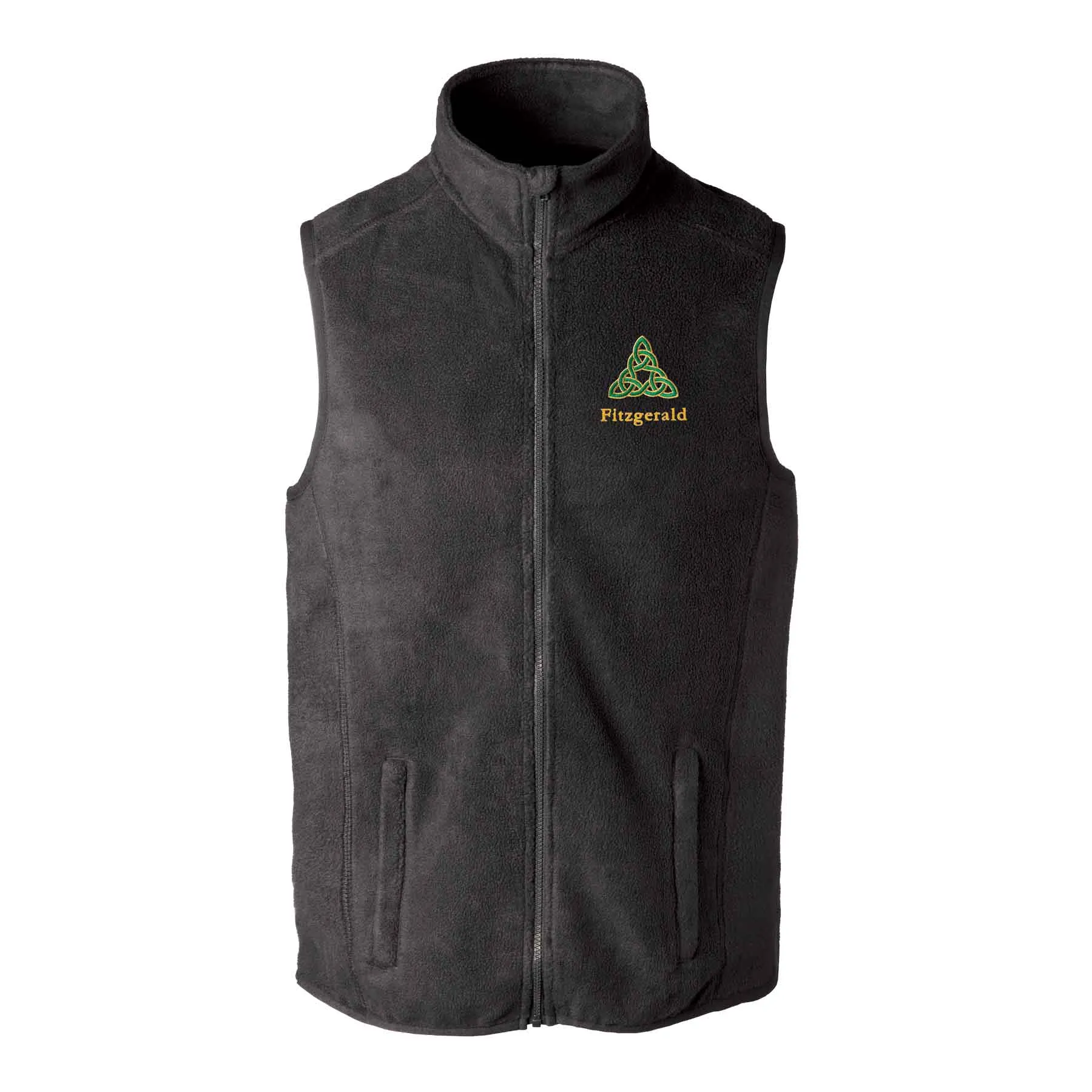 Celtic Triangle Knot Embroidered Personalized Fleece Vest- Black