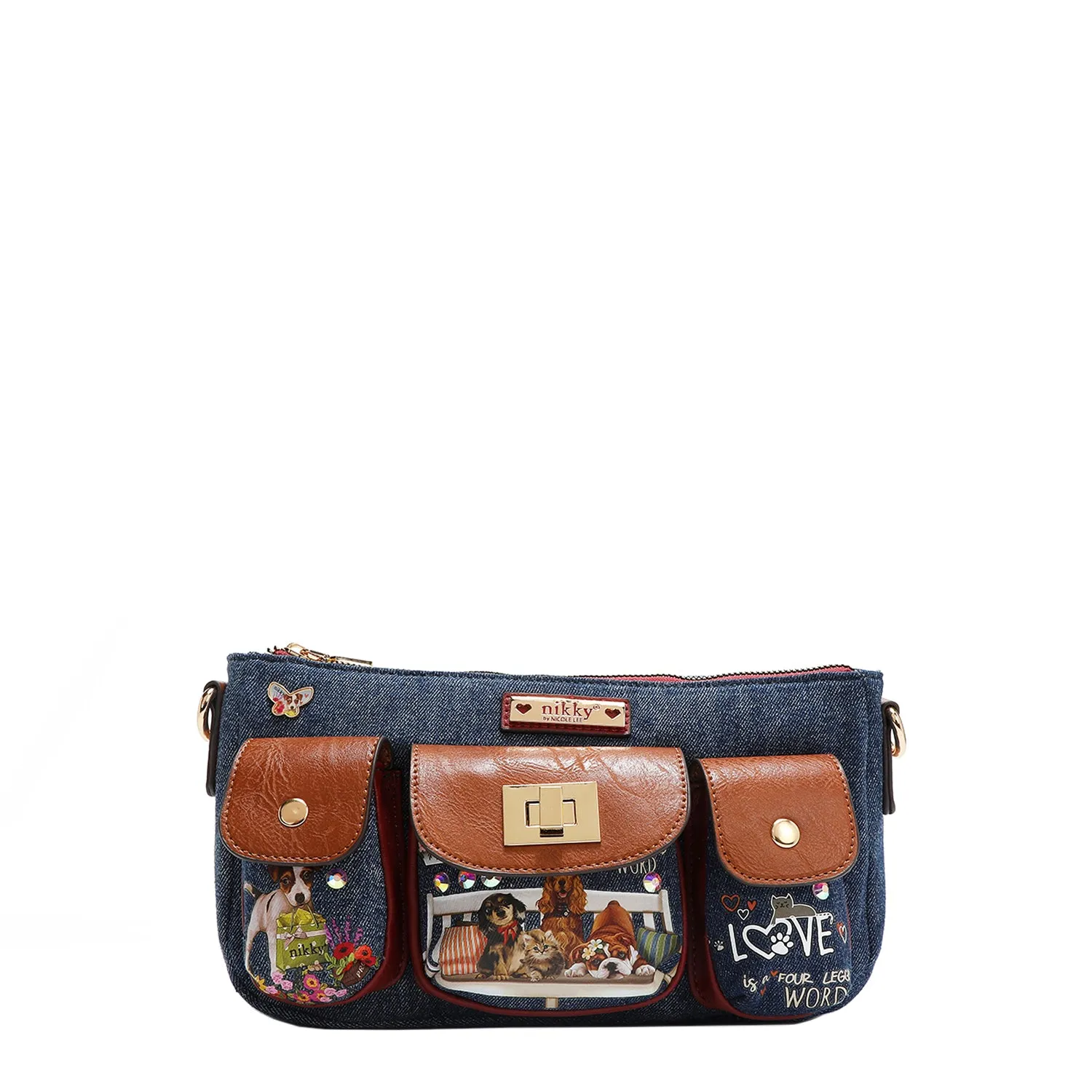 DENIM MULTIPOCKET CROSSBODY