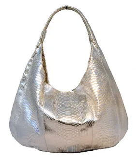 Devi Kroell Silver Snakeskin Xxl Hobo Shoulder Bag