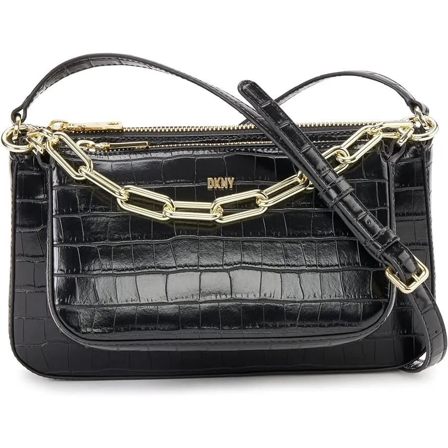 DKNY Lexi Double Demi Crossbody Bag Black/Gold