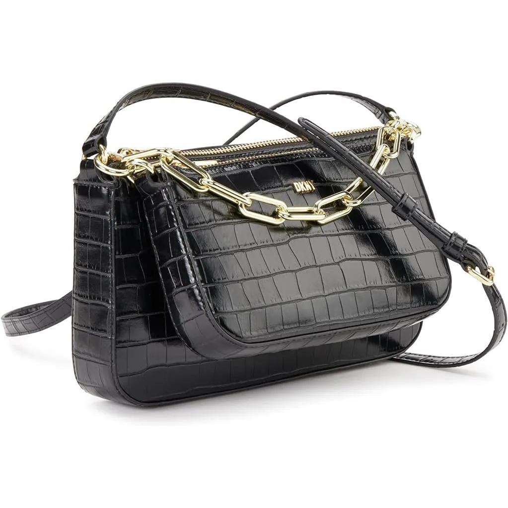 DKNY Lexi Double Demi Crossbody Bag Black/Gold