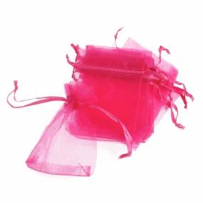 Fuchsia Organza Wedding Favour Bags - 7.5 x 10cm (Pack of 10)