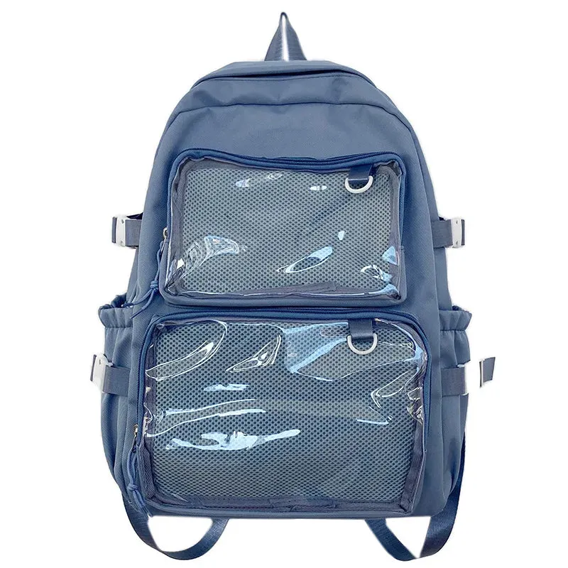 Japanese Ins Transparent Casual Backpacks Women Students Simple Fashion Schoolbags Y2k Aesthetic Jk Girls High-capacity Ita Bags