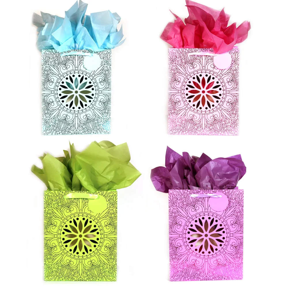 Large Mandala Acetate Hot Stamp Bag, 4 Colors,