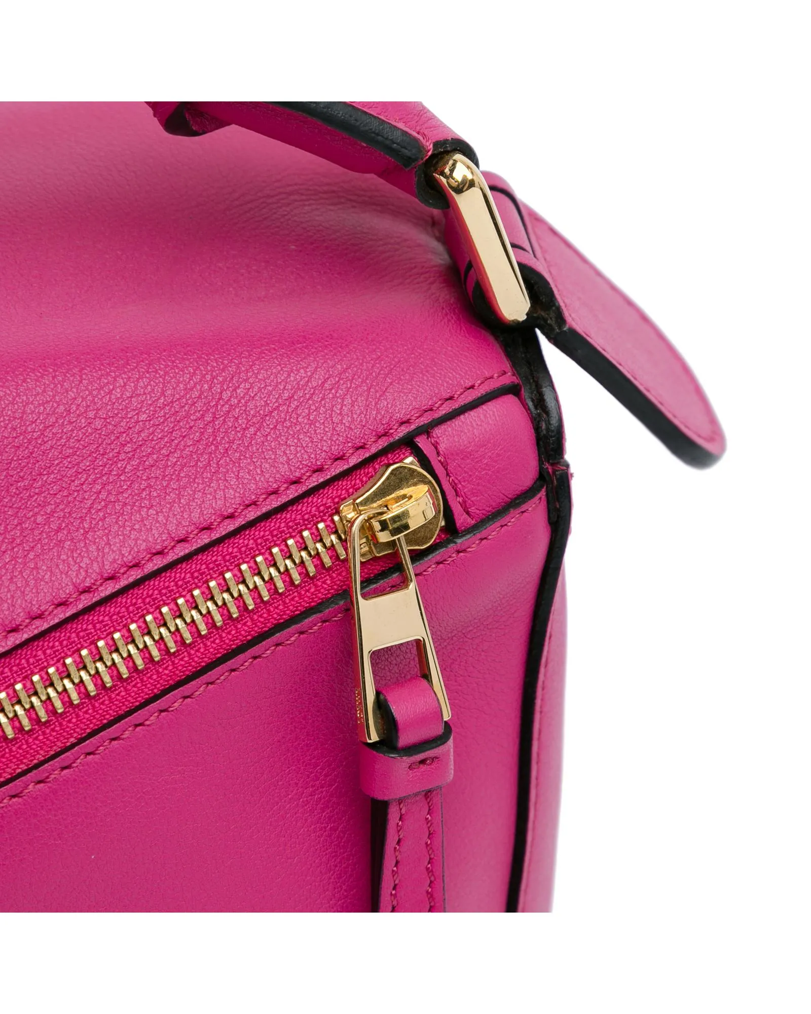 Leather Puzzle Top Handle Bag with Zip Closure