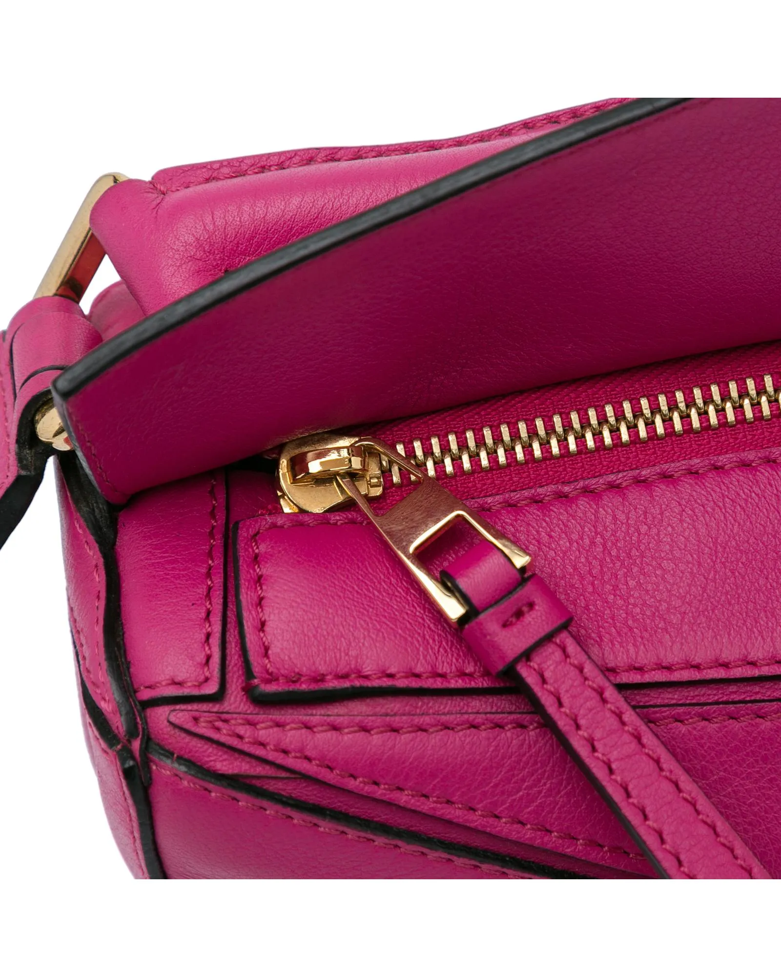 Leather Puzzle Top Handle Bag with Zip Closure