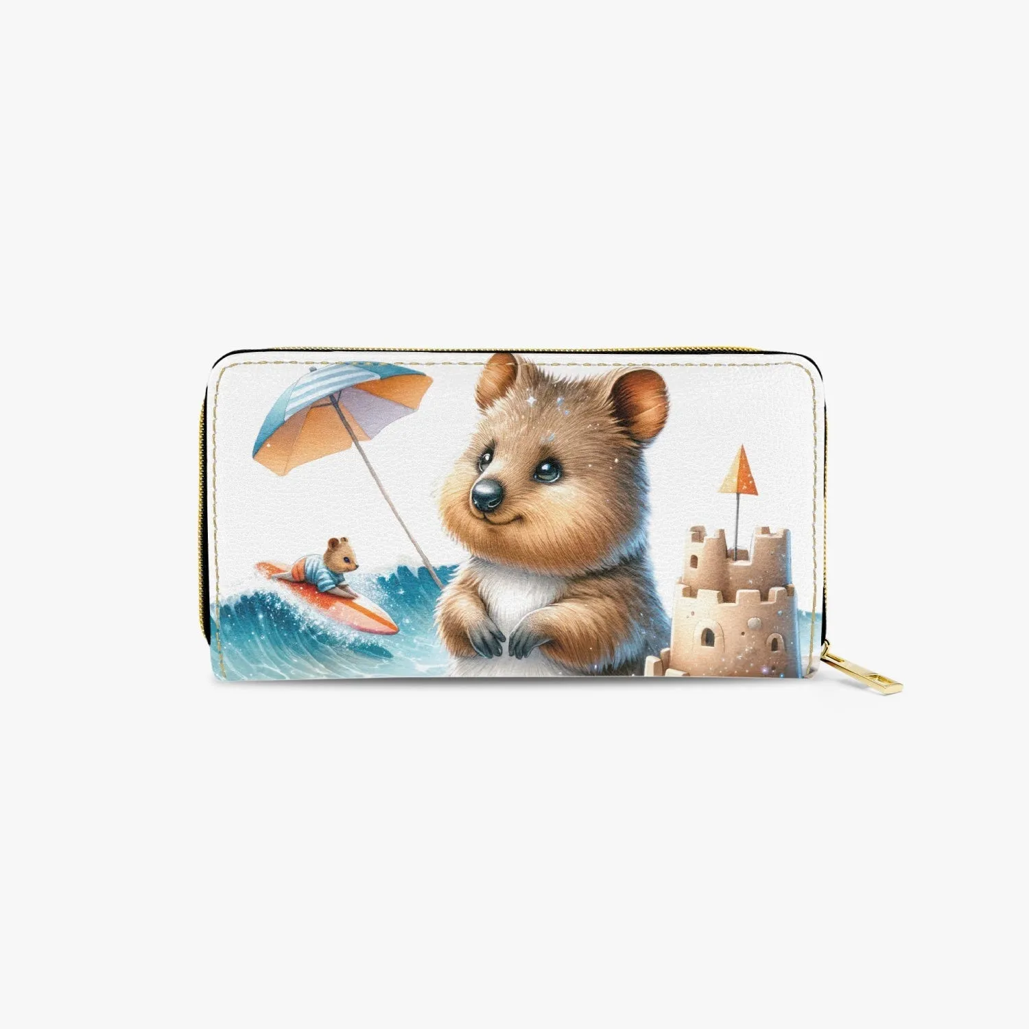 Long Type Zipper Purse, Quokka at the Beach, awd-1326