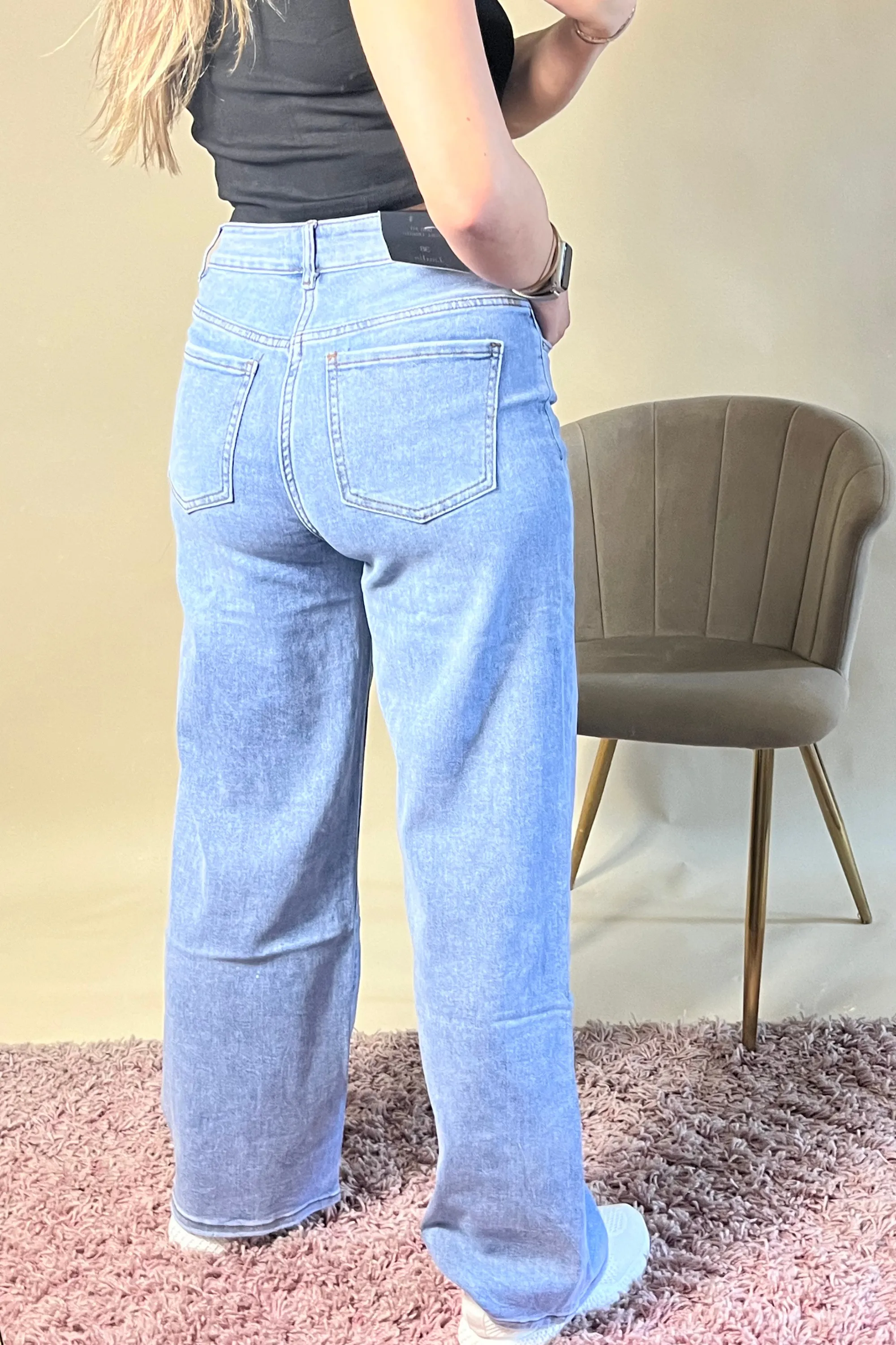 Mid Blue Loose Fit Straight Denim Jeans