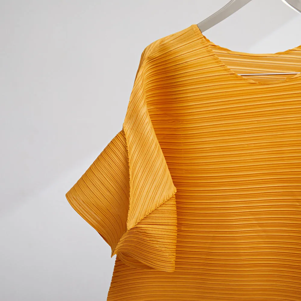 Miyake Pleated Folded Flare Sleeves Top