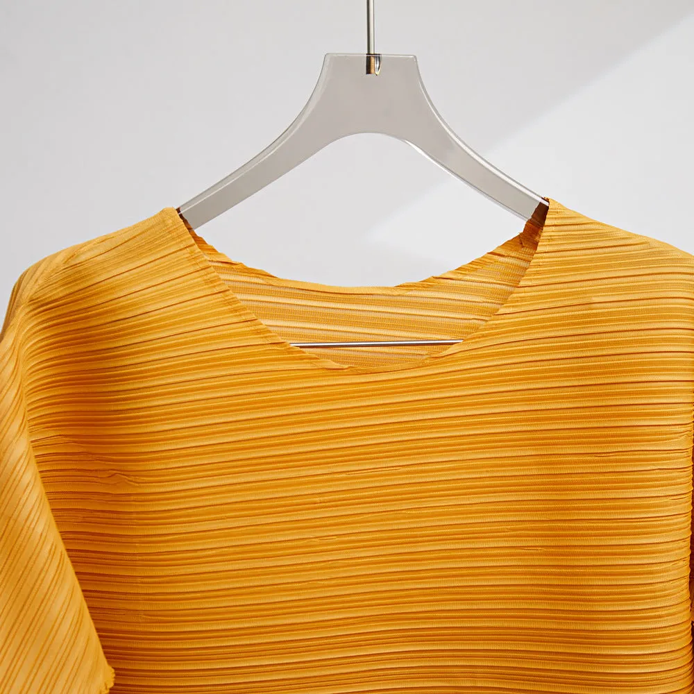 Miyake Pleated Folded Flare Sleeves Top