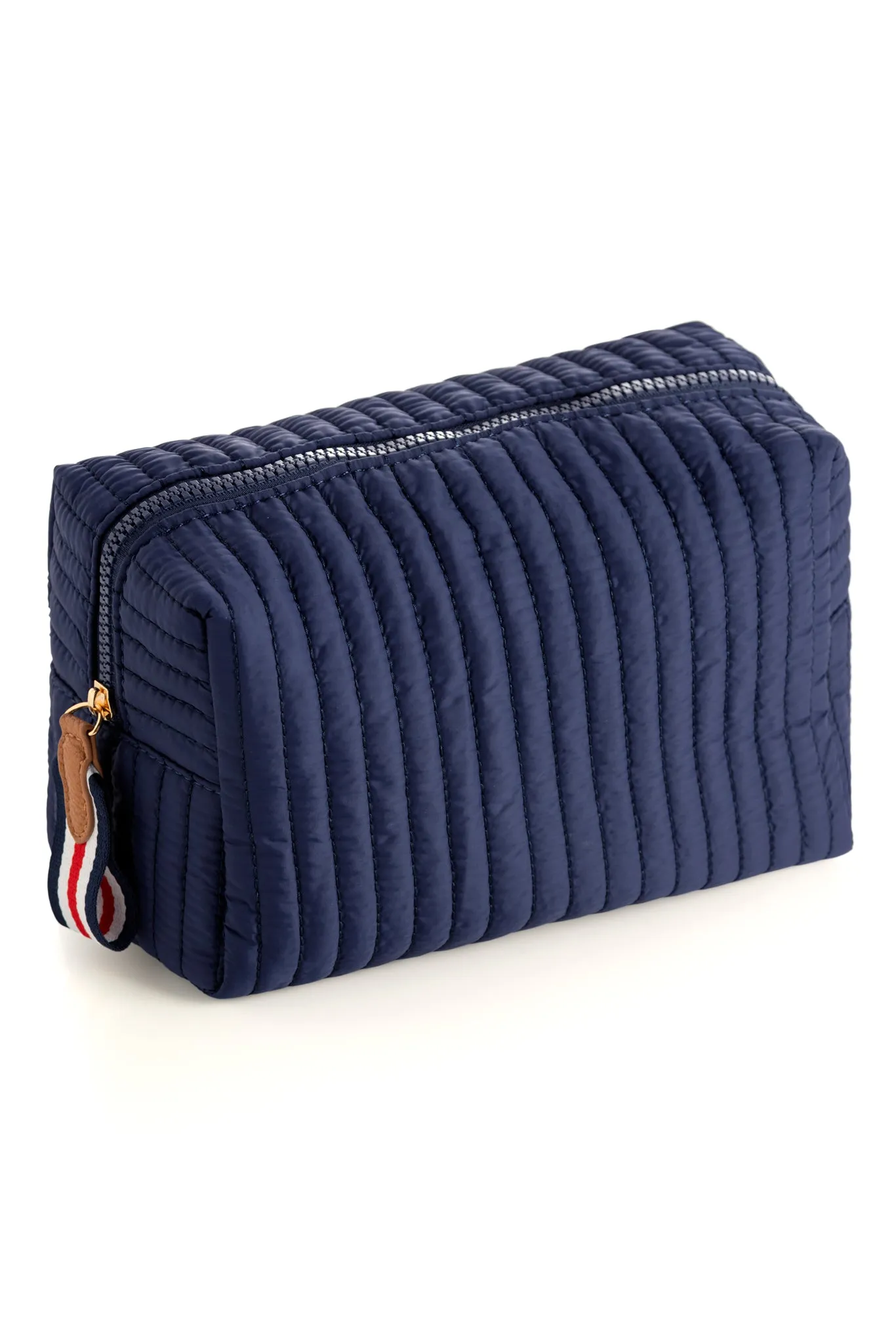 Shiraleah Ezra Quilted Nylon Large Boxy Cosmetic Pouch, Navy