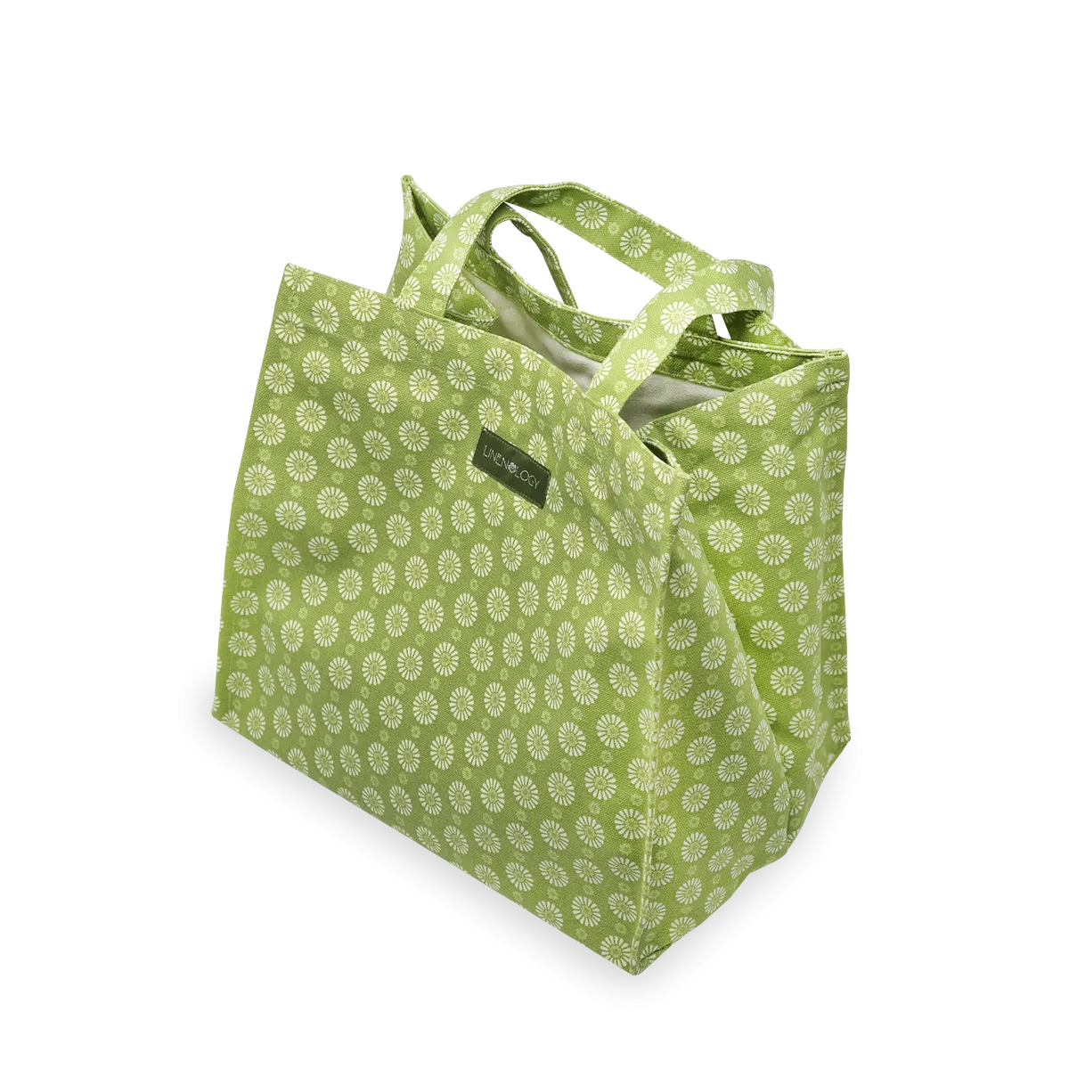 Tall Acrylic Coated Lunch Bag - Geo Lime