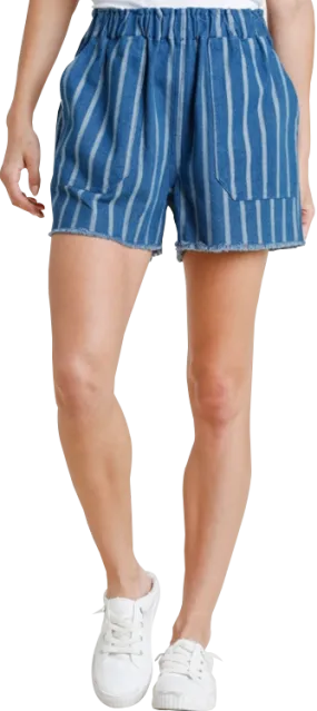 Umgee Striped Denim Shorts