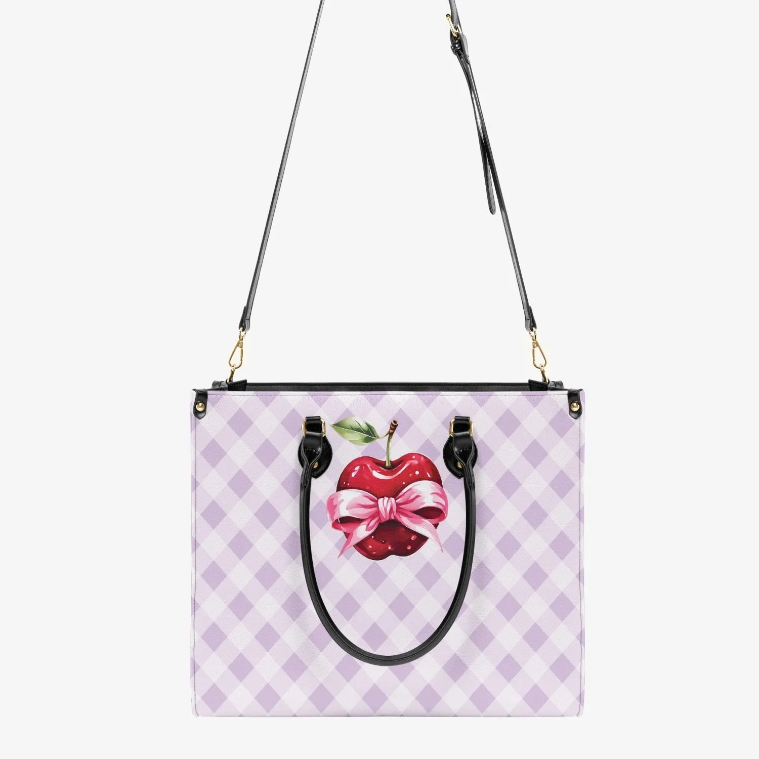 Women's Tote Bag - Rockabilly - Apple Plaid Lilac Lge Squares