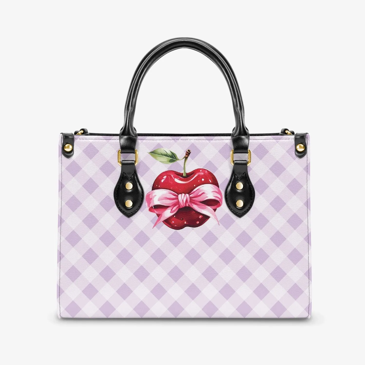 Women's Tote Bag - Rockabilly - Apple Plaid Lilac Lge Squares