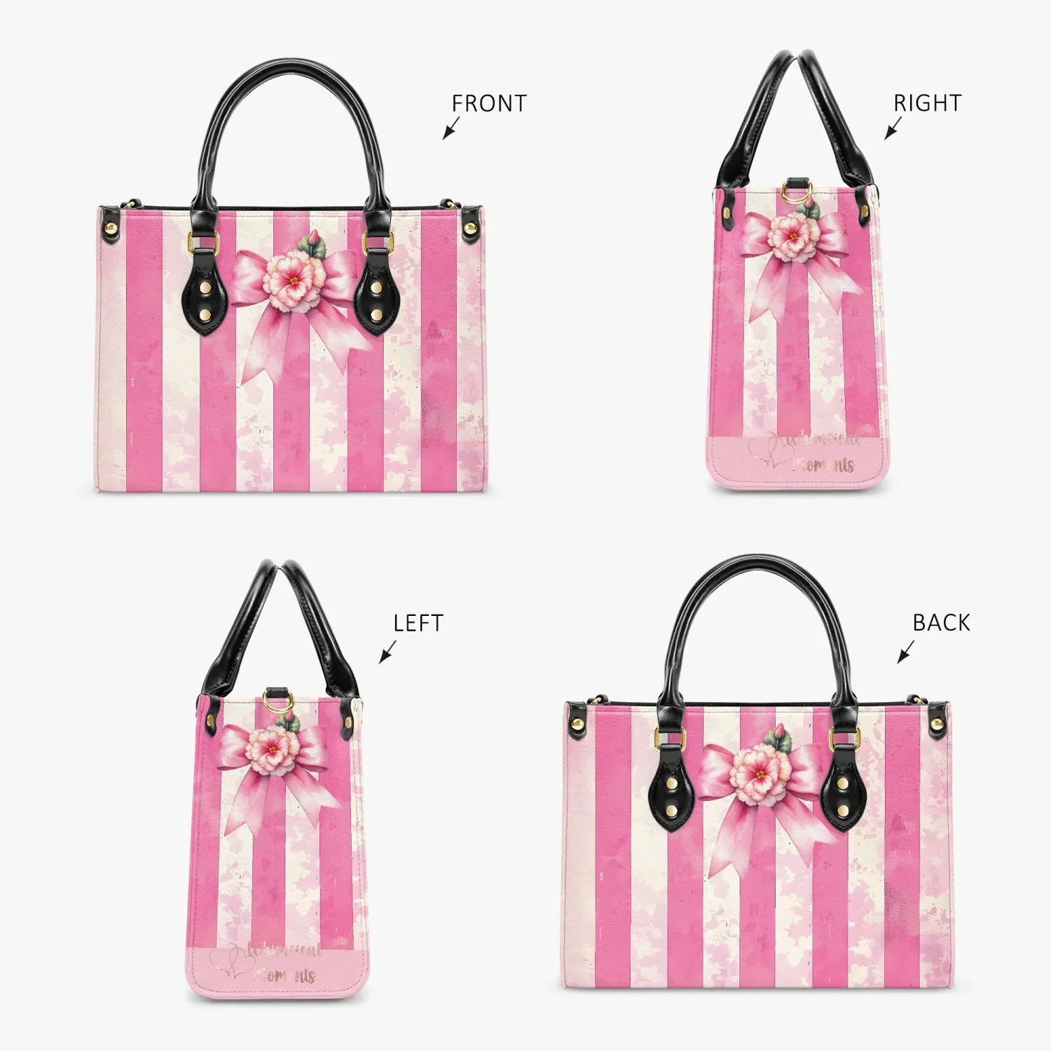 Women's Tote Bag - Rockabilly - Pink Candy Stripe