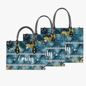 Women's Tote Bag - Teal Floral, Personalised