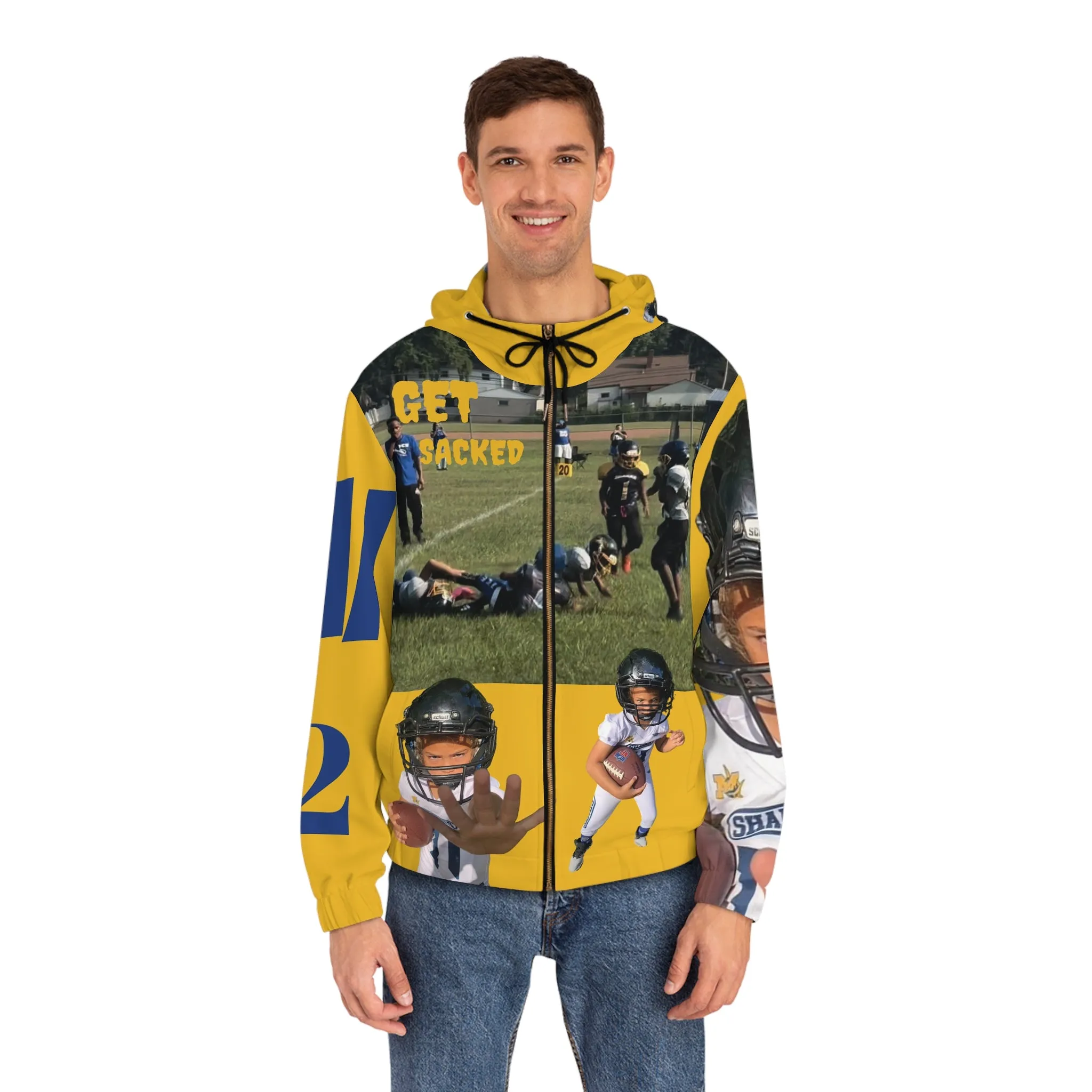 Yellow Men's Full-Zip Hoodie (AOP)